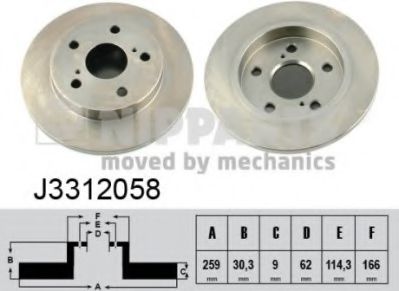 NIPPARTS J3312058 Тормозной диск для TOYOTA (Тойота/тоета)