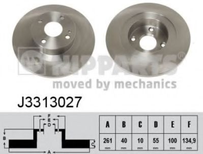 NIPPARTS J3313027 Тормозной диск для MAZDA 323 S VI (Мазда 323 с6) NIPPARTS J3313027 Тормозной диск для MAZDA 323 S VI (Мазда 323 с6)