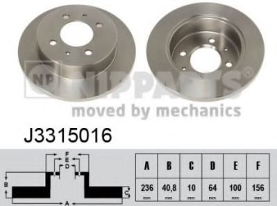NIPPARTS J3315016 Тормозной диск для MITSUBISHI MIRAGE (Митсубиши/митсубиси Мирагэ) NIPPARTS J3315016 Тормозной диск для MITSUBISHI MIRAGE (Митсубиши/митсубиси Мирагэ)