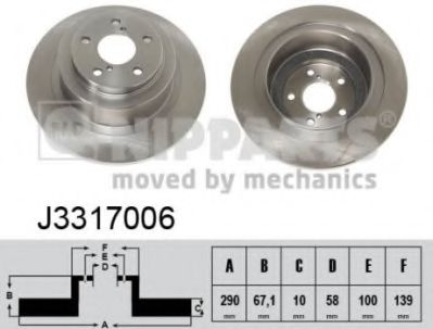 NIPPARTS J3317006 Тормозной диск для SUBARU LEGACY III (Субару Легаси 3) NIPPARTS J3317006 Тормозной диск для SUBARU LEGACY III (Субару Легаси 3)