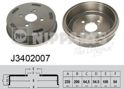 NIPPARTS J3402007 Тормозной барабан для TOYOTA COROLLA FX (Тойота/тоета Cоролла инфинити фх) NIPPARTS J3402007 Тормозной барабан для TOYOTA COROLLA FX (Тойота/тоета Cоролла инфинити фх)