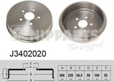 NIPPARTS J3402020 Тормозной барабан для TOYOTA AVENSIS (Тойота/тоета Авенсис) NIPPARTS J3402020 Тормозной барабан для TOYOTA AVENSIS (Тойота/тоета Авенсис)