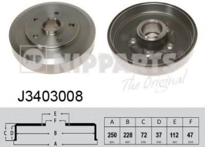 NIPPARTS J3403008 Тормозной барабан для MAZDA 626 III (Мазда 626 3) NIPPARTS J3403008 Тормозной барабан для MAZDA 626 III (Мазда 626 3)