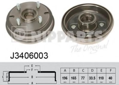 NIPPARTS J3406003 Тормозной барабан для DAIHATSU CUORE II (Дайхатсу Cуорэ 2) NIPPARTS J3406003 Тормозной барабан для DAIHATSU CUORE II (Дайхатсу Cуорэ 2)