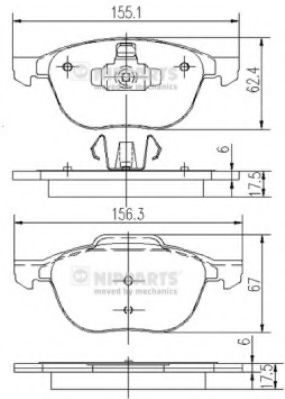 NIPPARTS J3603063 Тормозные колодки для VOLVO S40 II (Вольво S40 2) NIPPARTS J3603063 Тормозные колодки для VOLVO S40 II (Вольво S40 2)
