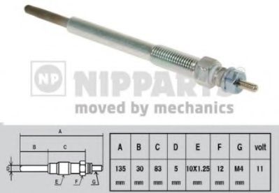 NIPPARTS J5710502 Свеча накаливания для KIA PICANTO (Киа Пиканто) NIPPARTS J5710502 Свеча накаливания для KIA PICANTO (Киа Пиканто)