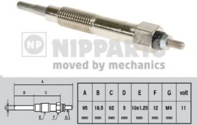 NIPPARTS J5711016 Свеча накаливания для NISSAN PRIMERA (Ниссан Примера) NIPPARTS J5711016 Свеча накаливания для NISSAN PRIMERA (Ниссан Примера)