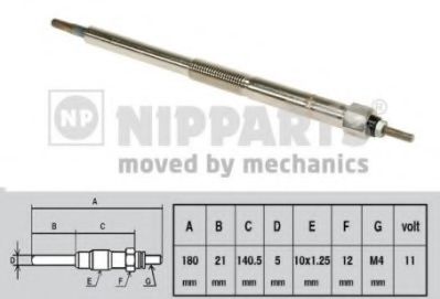 NIPPARTS J5711026 Свеча накаливания для NISSAN MURANO (Ниссан Мурано) NIPPARTS J5711026 Свеча накаливания для NISSAN MURANO (Ниссан Мурано)