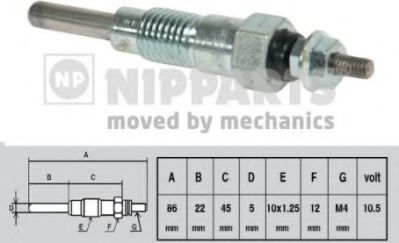NIPPARTS J5713000 Свеча накаливания для MAZDA 626 II (Мазда 626 2) NIPPARTS J5713000 Свеча накаливания для MAZDA 626 II (Мазда 626 2)
