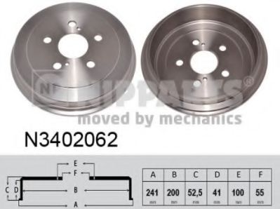 NIPPARTS N3402062 Тормозной барабан для TOYOTA PRIUS (Тойота/тоета Приус) NIPPARTS N3402062 Тормозной барабан для TOYOTA PRIUS (Тойота/тоета Приус)