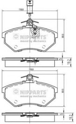 NIPPARTS N3600800 Тормозные колодки для CHERY J11 (Чери Ж11) NIPPARTS N3600800 Тормозные колодки для CHERY J11 (Чери Ж11)
