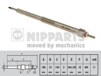 NIPPARTS N5711034 Свеча накаливания для NISSAN MURANO (Ниссан Мурано) NIPPARTS N5711034 Свеча накаливания для NISSAN MURANO (Ниссан Мурано)