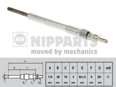 NIPPARTS N5718001 Свеча накаливания для FIAT 500 C (Фиат 500 c) NIPPARTS N5718001 Свеча накаливания для FIAT 500 C (Фиат 500 c)