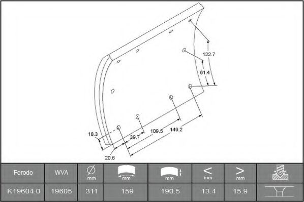 ABEX B2037159 Комплект тормозных башмаков, барабанные тормоза 