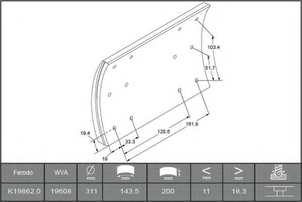ABEX B2041927 Комплект тормозных башмаков, барабанные тормоза 