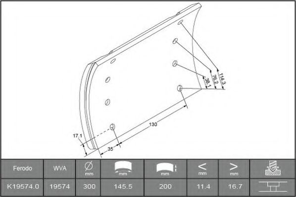 ABEX B2105927 Комплект тормозных башмаков, барабанные тормоза 