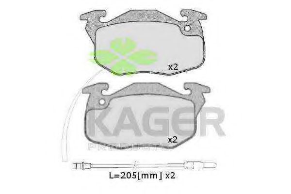 KAGER 35-0122 Тормозные колодки для PEUGEOT 205 II (Пежо 205 2) KAGER 35-0122 Тормозные колодки для PEUGEOT 205 II (Пежо 205 2)