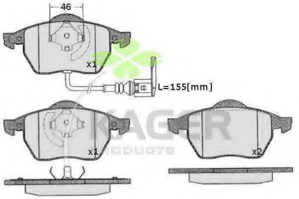 KAGER 35-0216 Тормозные колодки для VOLKSWAGEN (Фольксваген) KAGER 35-0216 Тормозные колодки для VOLKSWAGEN (Фольксваген)