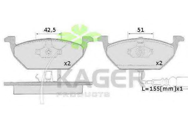 KAGER 35-0508 Тормозные колодки для VOLKSWAGEN BORA / JETTA V (1K5), GOLF V Variant (1K5), JETTA V (1K5), VENTO V (1K5) 1.4 TSI KAGER 35-0508 Тормозные колодки для VOLKSWAGEN BORA / JETTA V (1K5), GOLF V Variant (1K5), JETTA V (1K5), VENTO V (1K5) 1.4 TSI