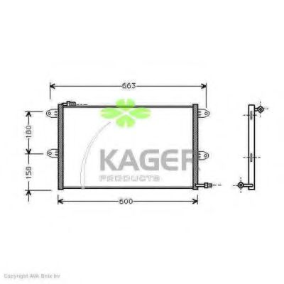 KAGER 94-5393 Конденсатор, кондиционер для VOLKSWAGEN POLO (Фольксваген Поло) KAGER 94-5393 Конденсатор, кондиционер для VOLKSWAGEN POLO (Фольксваген Поло)