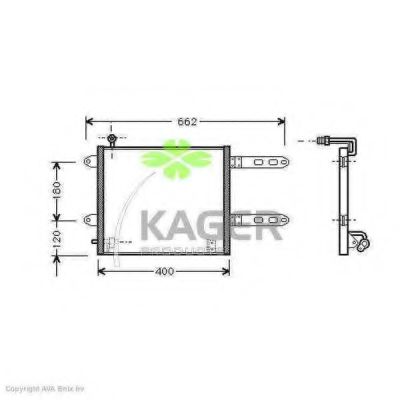 KAGER 94-5400 Конденсатор, кондиционер для VOLKSWAGEN POLO (Фольксваген Поло) KAGER 94-5400 Конденсатор, кондиционер для VOLKSWAGEN POLO (Фольксваген Поло)