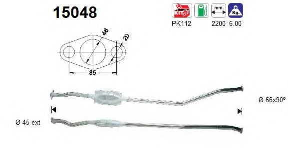 AS 15048 Катализатор для CITROËN AX (CитроËн Аx)