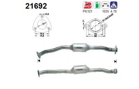 AS 21692 Катализатор для OPEL (Опель) AS 21692 Катализатор для OPEL (Опель)