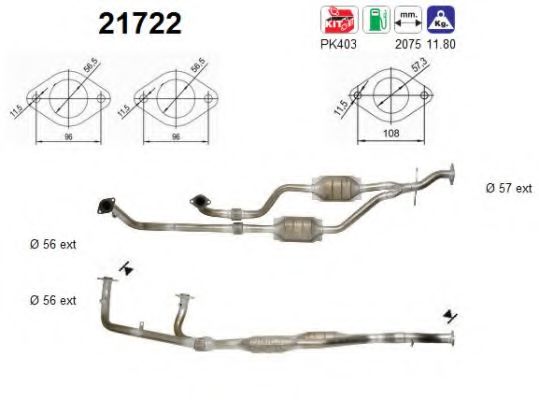 AS 21722 Катализатор для OPEL SINTRA (Опель Синтра) AS 21722 Катализатор для OPEL SINTRA (Опель Синтра)