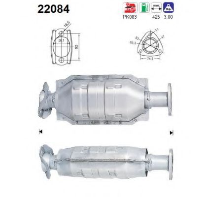 AS 22084 Катализатор для HONDA (Хонда) AS 22084 Катализатор для HONDA (Хонда)