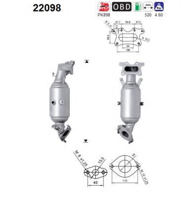 AS 22098 Катализатор для HONDA CIVIC VIII (Хонда Цивик 8) AS 22098 Катализатор для HONDA CIVIC VIII (Хонда Цивик 8)