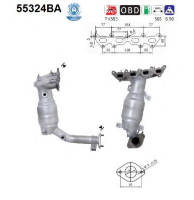 AS 55324BA Катализатор для FIAT 500 C (Фиат 500 c) AS 55324BA Катализатор для FIAT 500 C (Фиат 500 c)