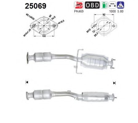AS 25069 Катализатор для MAZDA 626 V (Мазда 626 5) AS 25069 Катализатор для MAZDA 626 V (Мазда 626 5)