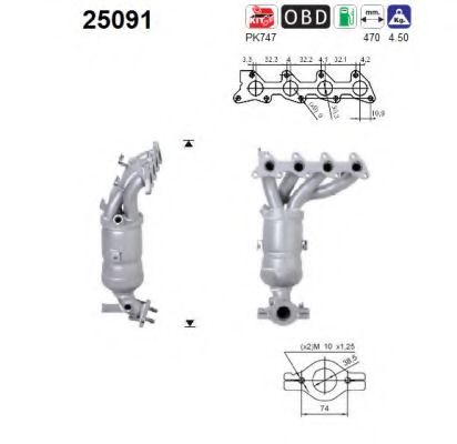 AS 25091 Катализатор для KIA MORNING (Киа Морнинг)