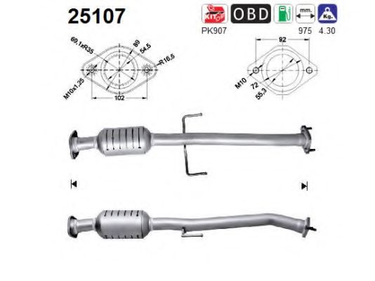 AS 25107 Катализатор для MAZDA PREMACY (Мазда Premacy) AS 25107 Катализатор для MAZDA PREMACY (Мазда Premacy)