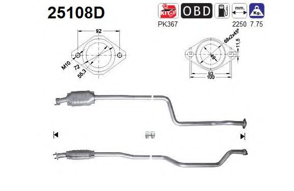 AS 25108D Катализатор для MAZDA 626 V (Мазда 626 5) AS 25108D Катализатор для MAZDA 626 V (Мазда 626 5)