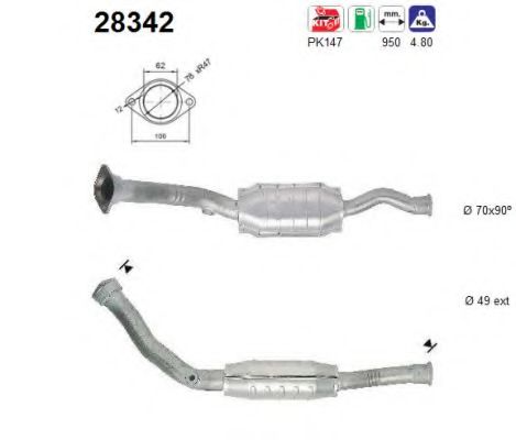 AS 28342 Катализатор для PEUGEOT 205 I (Пежо 205 и) AS 28342 Катализатор для PEUGEOT 205 I (Пежо 205 и)