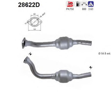 AS 28622D Катализатор для PEUGEOT EXPERT (Пежо Эxпэрт) AS 28622D Катализатор для PEUGEOT EXPERT (Пежо Эxпэрт)