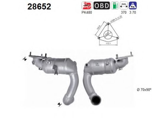AS 28652 Катализатор для PEUGEOT 407 (Пежо 407) AS 28652 Катализатор для PEUGEOT 407 (Пежо 407)