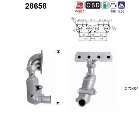 AS 28658 Катализатор для PEUGEOT 308 SW (Пежо 308 св) AS 28658 Катализатор для PEUGEOT 308 SW (Пежо 308 св)
