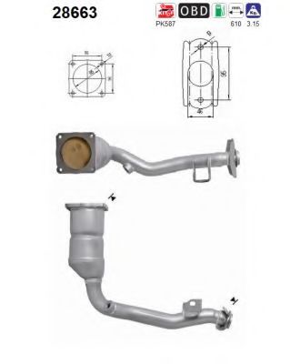 AS 28663 Катализатор для PEUGEOT 207 (Пежо 207) AS 28663 Катализатор для PEUGEOT 207 (Пежо 207)