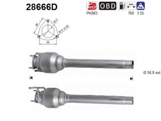 AS 28666D Катализатор для PEUGEOT MANAGER (Пежо Манагэр) AS 28666D Катализатор для PEUGEOT MANAGER (Пежо Манагэр)