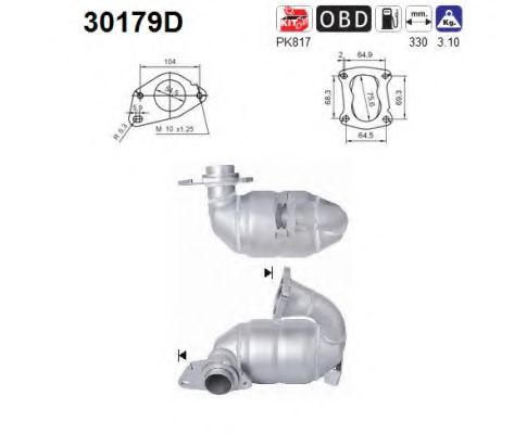 AS 30179D Катализатор для RENAULT TWINGO II (Рено Твинго 2) AS 30179D Катализатор для RENAULT TWINGO II (Рено Твинго 2)