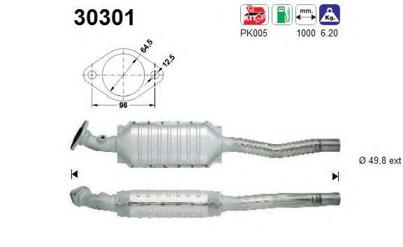AS 30301 Катализатор для RENAULT SAFRANE (Рено Сафранэ) AS 30301 Катализатор для RENAULT SAFRANE (Рено Сафранэ)