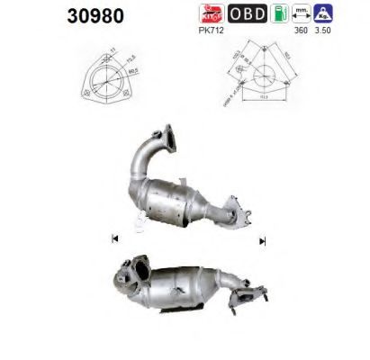 AS 30980 Катализатор для RENAULT LAGUNA III (Рено Лагуна 3) AS 30980 Катализатор для RENAULT LAGUNA III (Рено Лагуна 3)