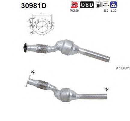 AS 30981D Катализатор для RENAULT ESPACE IV (Рено Эспейс 4) AS 30981D Катализатор для RENAULT ESPACE IV (Рено Эспейс 4)