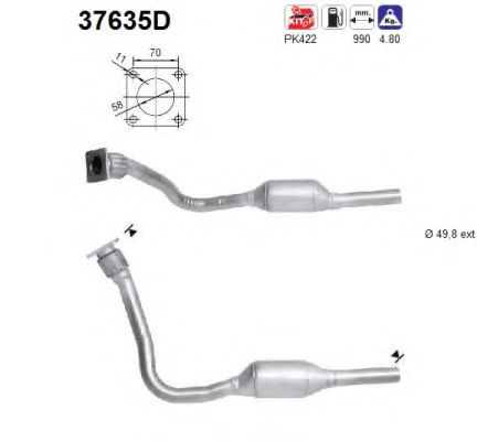 AS 37635D Катализатор для VOLKSWAGEN POLO (Фольксваген Поло) AS 37635D Катализатор для VOLKSWAGEN POLO (Фольксваген Поло)