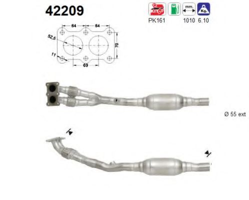 AS 42209 Катализатор для SKODA OCTAVIA (Шкода Октавия) AS 42209 Катализатор для SKODA OCTAVIA (Шкода Октавия)