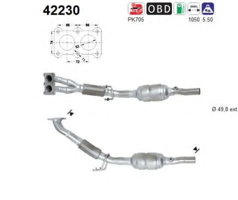 AS 42230 Катализатор для SEAT ALTEA (Сеат Алтэа) AS 42230 Катализатор для SEAT ALTEA (Сеат Алтэа)
