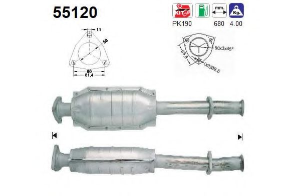 AS 55120 Катализатор для LANCIA (Лансиа/лянча) AS 55120 Катализатор для LANCIA (Лансиа/лянча)