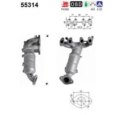 AS 55314 Катализатор для FIAT PUNTO EVO (Фиат Пунто эво) AS 55314 Катализатор для FIAT PUNTO EVO (Фиат Пунто эво)